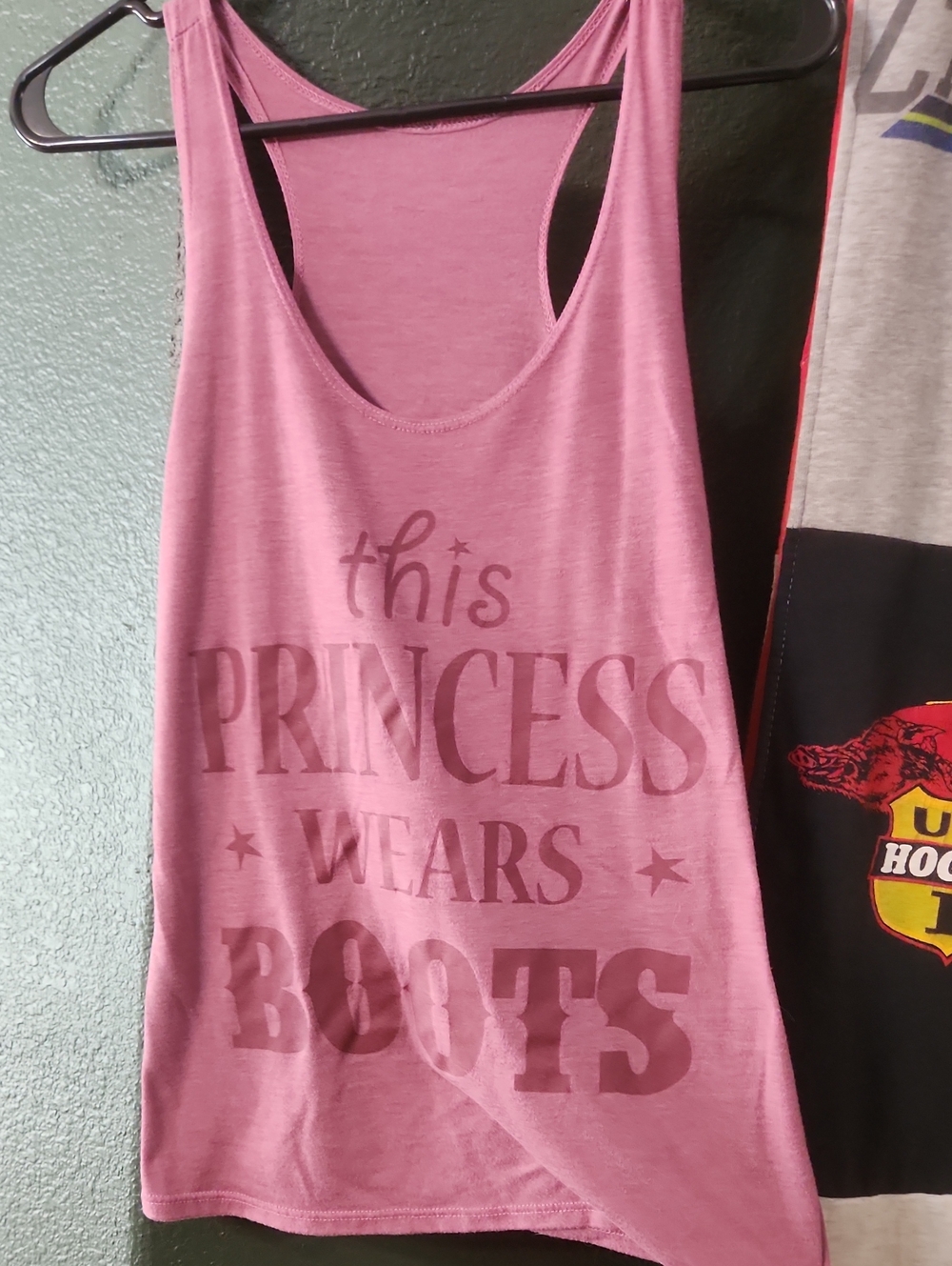 Womens Pink Graphic Tank Top - "This Princess Wears Boots"